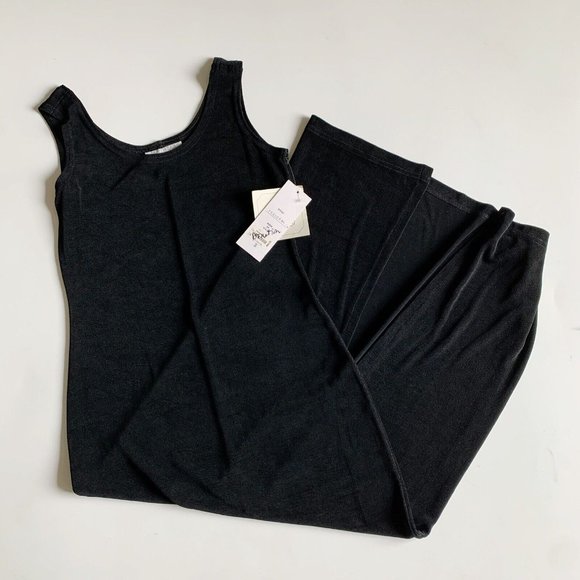 Softwear Petites NWT Vintage Black Dress Scoop Neck Midi Length Size Small - Picture 1 of 5
